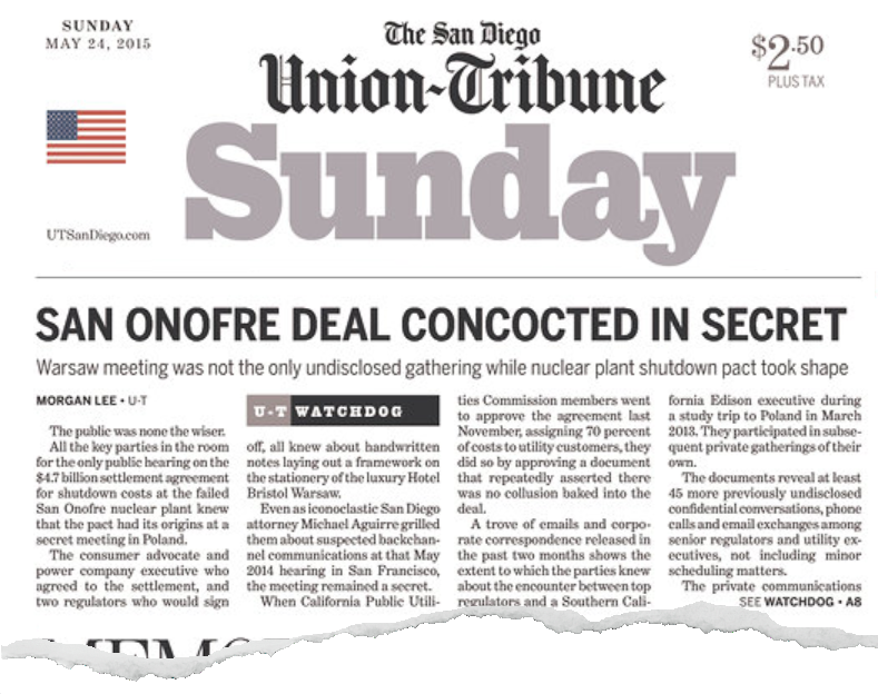 San Diego Union Tribune San Onofre Fraud STory